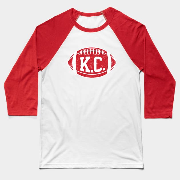 KC Retro Football - White Baseball T-Shirt by KFig21